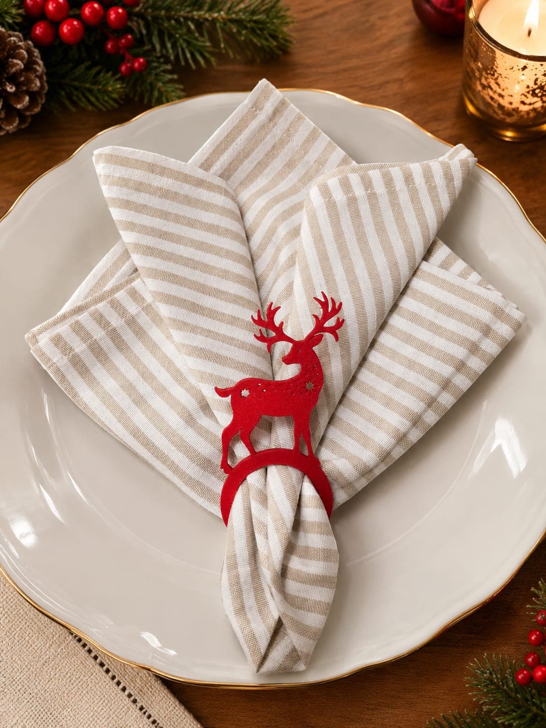 Conjunto de Anéis de Guardanapo (6 Unidades) – Mesa de Natal
